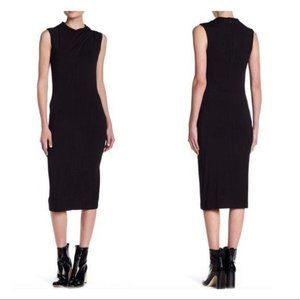 Kendall & Kylie Black Midi Front Twist Dress - LBD